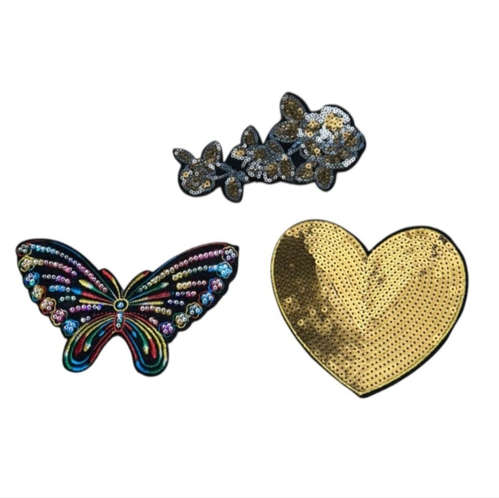 Set of 3 Patches for Sewing Or Sticking to Clothes Backpacks Handbags Etc/ 6 in